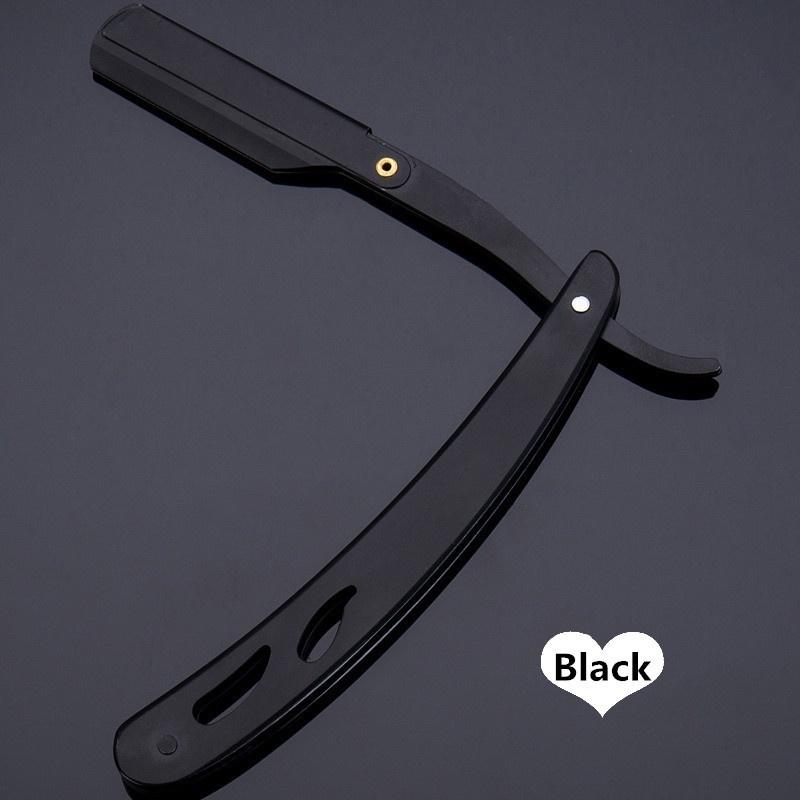 Новая модная бритва из нержавеющей стали с прямым лезвием, парикмахерская, ручная бритва для бритья, многоцветная пластиковая ручка для мужчин, 1 бритва + 10 лезвий