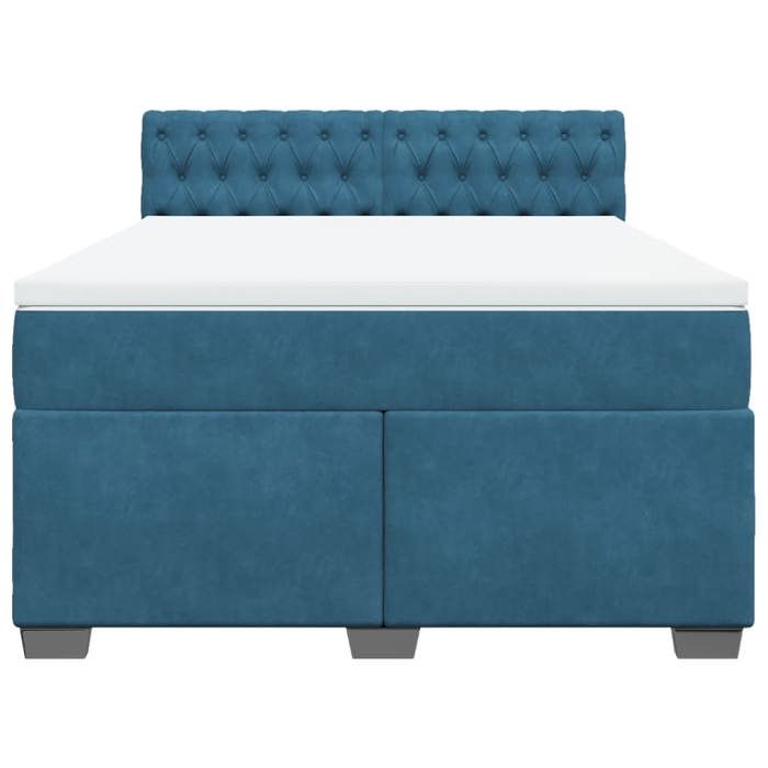 Maison Exclusive - Sommier à lattes de lit et matelas Bleu foncé 140x190cm Velours