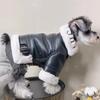 Dog Clothes Winter Thickened Trendy Brand Fur Integrated Motorcycle Jacket for Small Dogs Teddy Pomeranian Schnauzer Cats