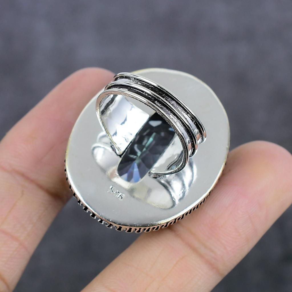 Кольцо из серебра 925 пробы с натуральным мистическим топазом, размер 9,5 G6g24