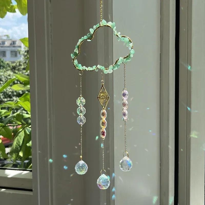 New Crystal Sun Catcher Cloud Window Wind Chime Hanging Rainbow Prism Pendant Jewelry Home Garden Decoration Festival Gifts