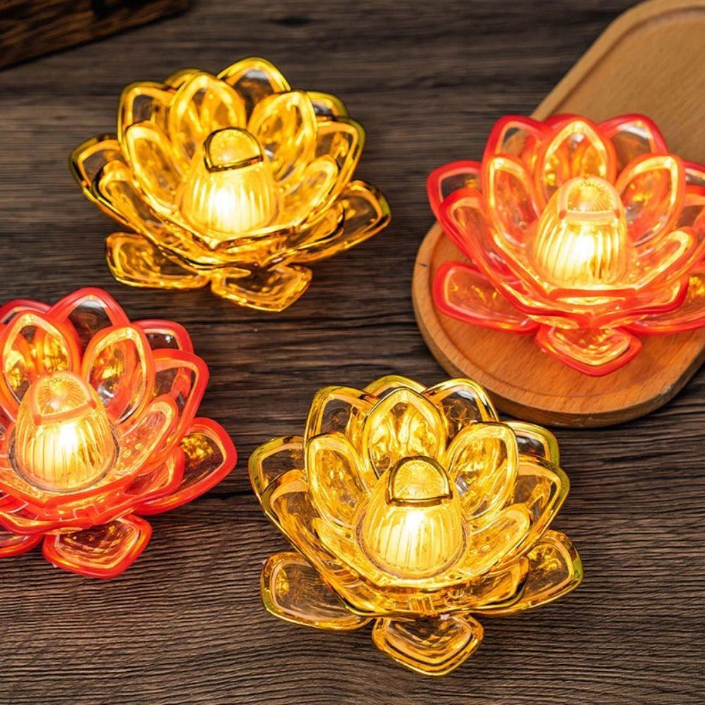 Soft Light Source LED Lotus Lamp Multicolor LED Candle Lamp Lotus Design Light Indoor Use