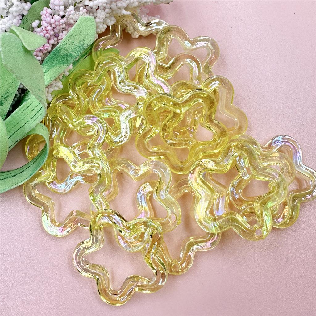 Бусины-пентаграммы, ожерелье «сделай сам», материал из бисера, 29,6 мм, ювелирные аксессуары, акрил, 20 шт., модные бусины со звездами, лазерные выдолбленные