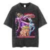 Винтажная выстиранная футболка Аниме Jojo Bizarre Adventure Забавные футболки Валентина Мужские Женские Повседневные Хлопковые Футболки с Коротким Рукавом Топы