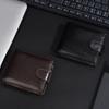 Кошельки из ПУ кожи с двойным сложением и карманом для монет, противокражная сумка для наличных, мужской короткий кошелек для повседневного использования