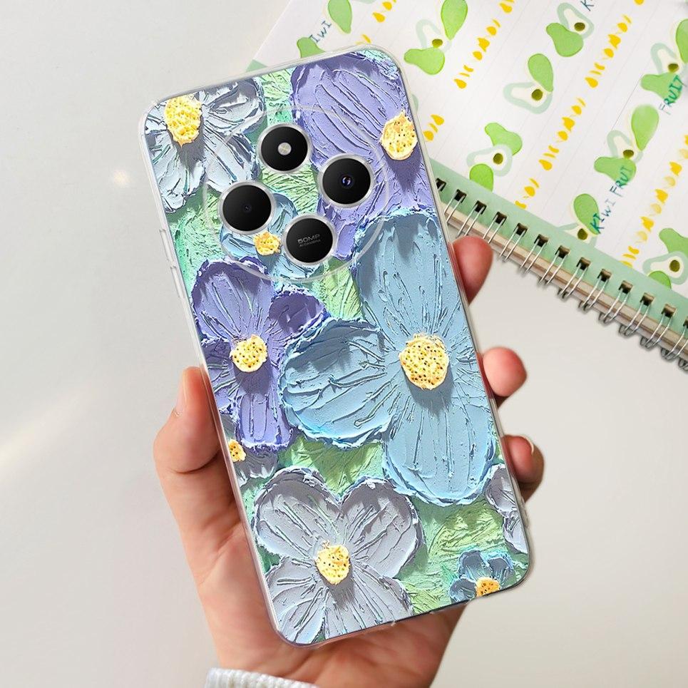 Для Xiaomi Redmi 14C / Poco C75 Задняя крышка Бабочка Роза Цветок Роскошный Девичий Чехол для телефона На Redmi 4C Прозрачный Мягкий ТПУ Прозрачный Чехол
