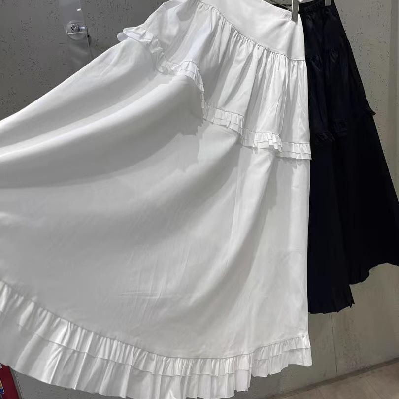 2025 весна и лето новый продукт милая и нежная универсальная юбка с грибковым краем сращивание слоев