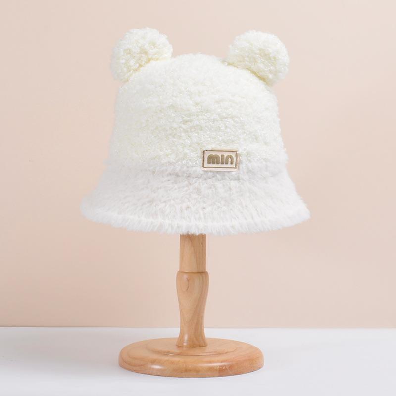 Зимняя плюшевая кепка для бассейна с мультяшным медведем, женская уличная теплая кепка в рыбацком стиле, шляпа-ведро