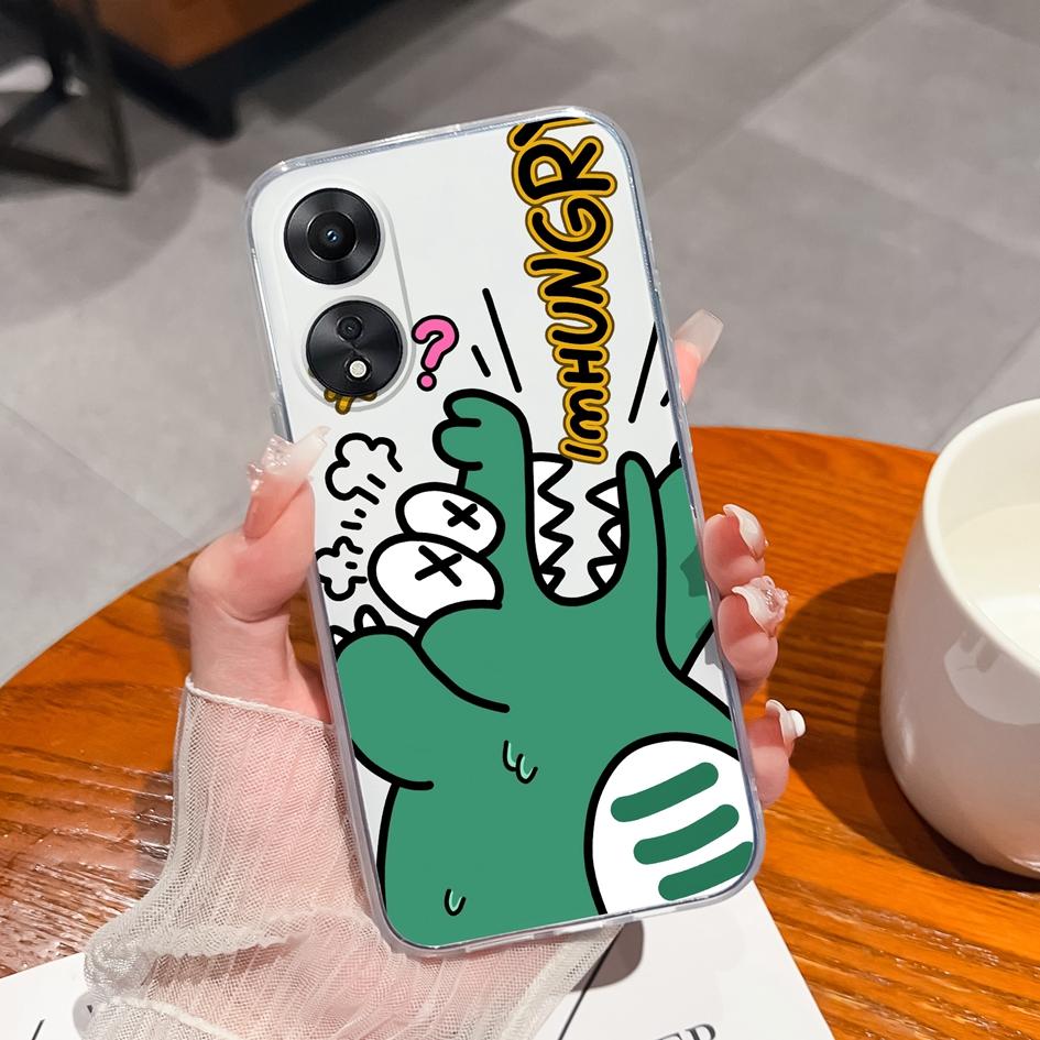 Чехол для OPPO A54 A58 A71 A78 A96 A17 A15 A33 A36 A53, мягкий силиконовый чехол из ТПУ, прозрачный противоударный матовый чехол с милым мультяшным узором для бампера OPPO