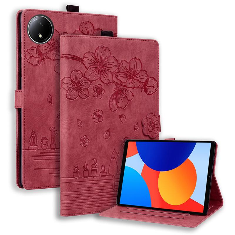 Чехол-кошелек из кожи с подставкой и отделениями для карт для Xiaomi Redmi Pad SE 4G 8,7 дюйма 2024 г. Чехол-планшет для Redmi Pad SE Цветочные Кошки Задняя часть ТПУ Чехол
