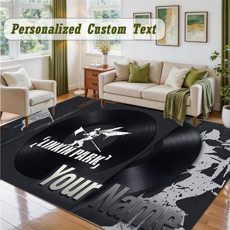 Crystal Velvet Square Rug Custom NameLinkin Park Pattern Non Slip Home Floor Decor Rug