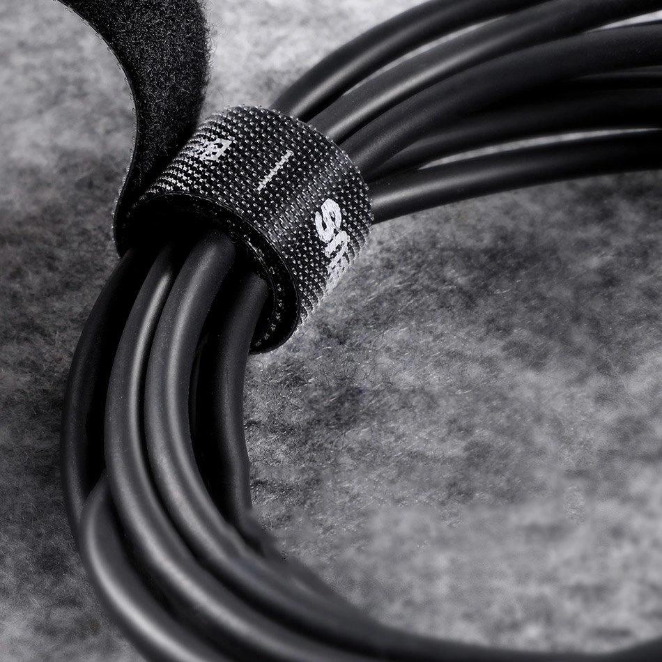 Baseus Rainbow Circle Hook And Loop Straps - Velcro Tape, Velcro Cable Organizer 3M Black (Acmgt-F01)