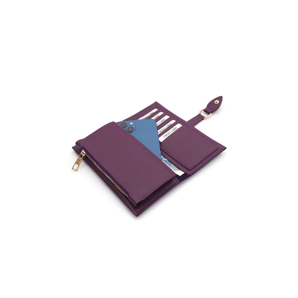 Red Women's Wallet With Soft Skin Buckle And Multi-compartment Accessory