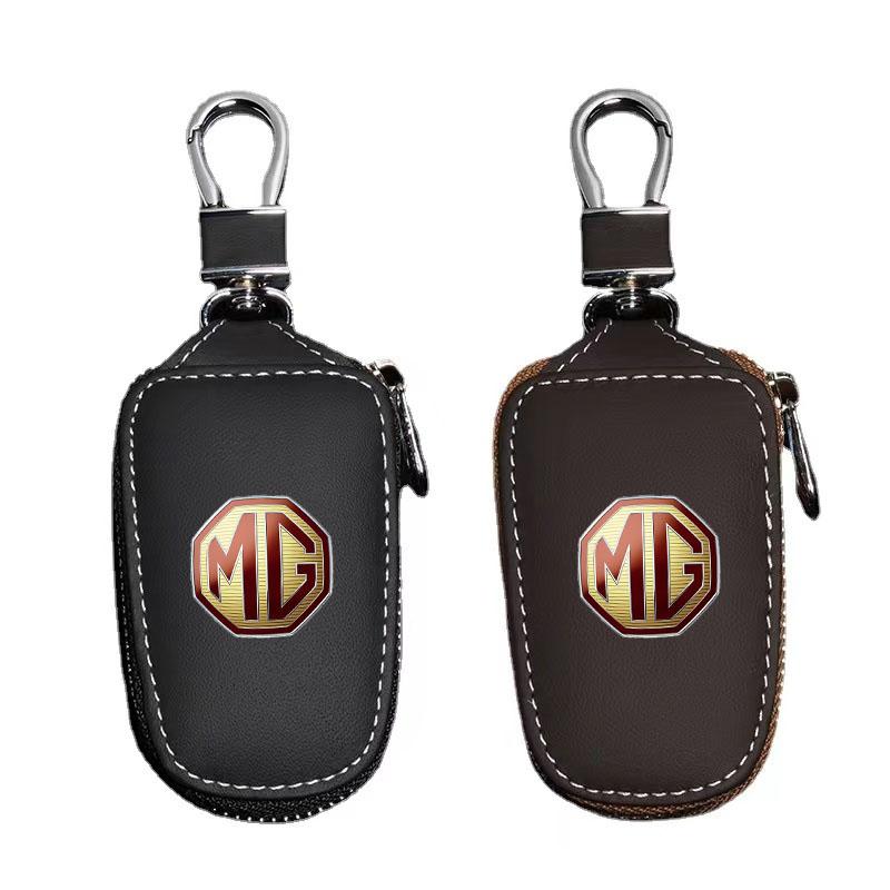 Leather Car Key Case for MG HS EHS Phev ZS MG3 MG5 MG6 MG7 GT ZR RX5 ZT Car Remote Control Key Case Keychain Auto Accessories hbs2