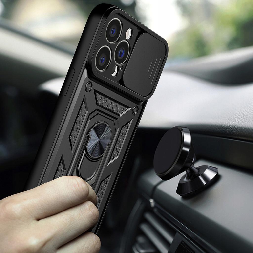 Case for IPHONE 14 ARMOR SLIDE RING CASE BACK + GLASS