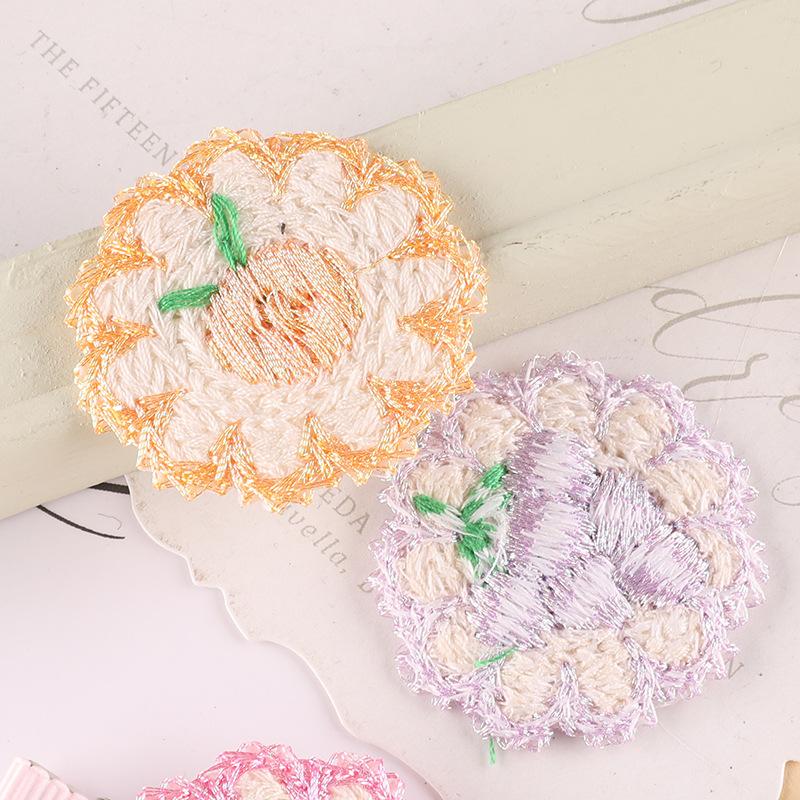Duoku Embroidery Round Fruit Embroidery Zhang Zai Clothing Accessories Handmade Diy Hairpin Hand Account Decoration Accessories Cloth Sticker