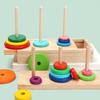Classic Wooden Puzzle Stack Tower 10 Rings Mathematical Toy Logic Puzzle Thinking Training