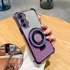 Suitable for Samsung S25Edge Mobile Phone Case Electroplated Magnetic Bracket S24Ultra Anti Fall Cover A55 Gradient Powder Soft