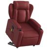 Massage Recliner with Rising Function Burgundy Artificial Leather