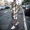 3D Lion Fish Print Men's White Short Sleeved T-shirt and Shorts Set Sportswear Summer Street Vacation Domineering Men's Clothing