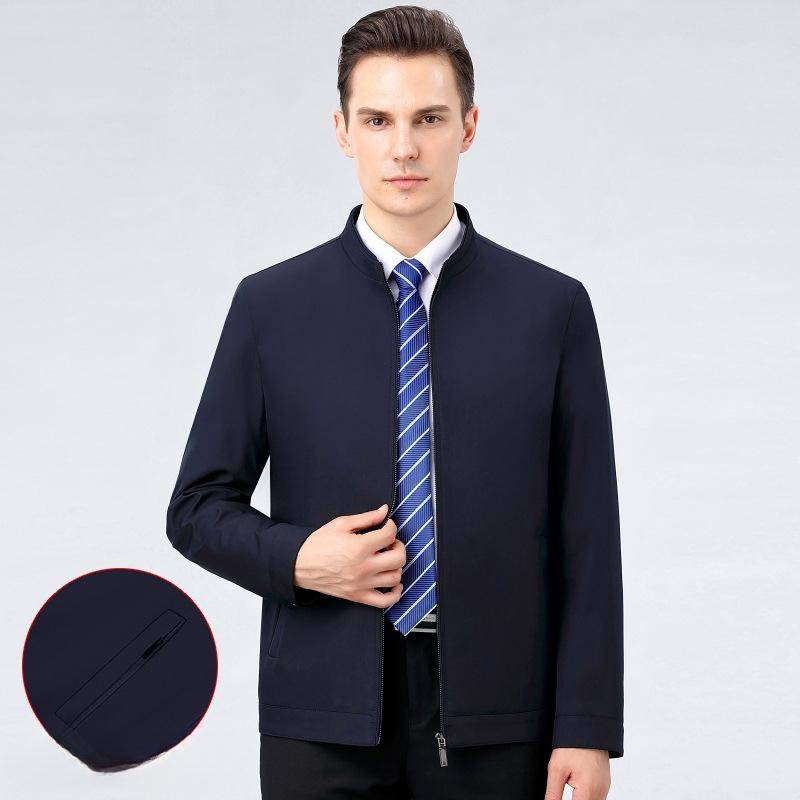 Jacket Men's Middle-aged Lapel Spring and Autumn Business Casual Middle-aged Dad Wear Administrative Civil Servant Jacket