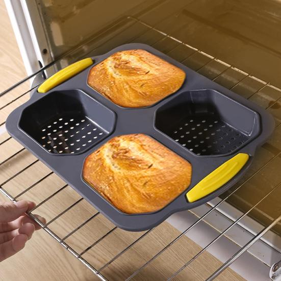 Bread Mold Heat Resistant Non-stick Pastry Mold Silicone Bread Baking Mold with 4 Grids for Home Kitchen