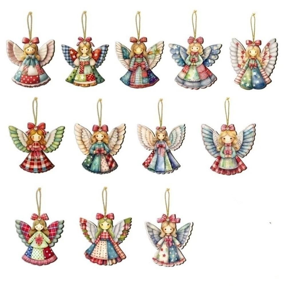 12pcs 2D Flat Christmas Hanging Colorful Design Home Decor Christmas Gift Giving