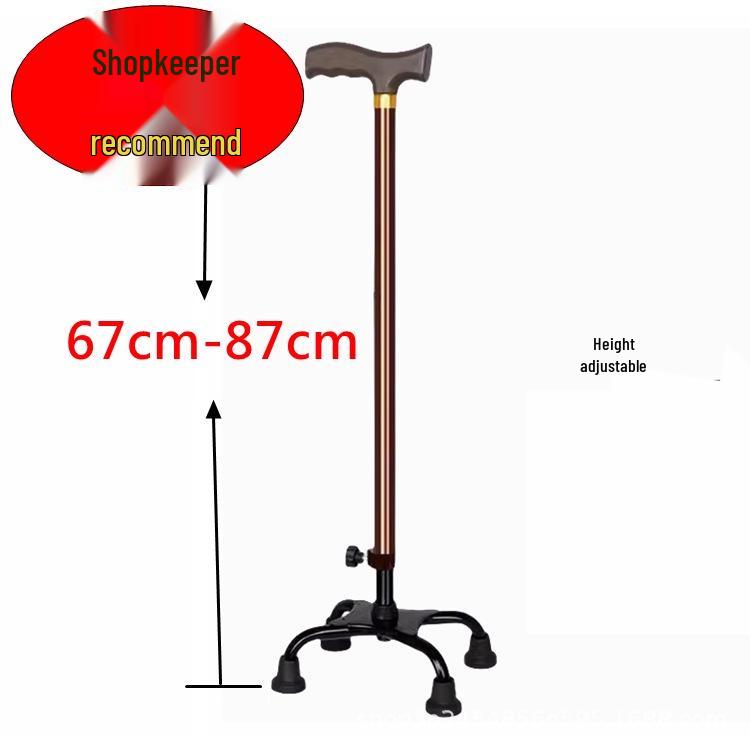 Anti-Slip Telescopic Four-Legged Cane for Elderly: Reinforced Aluminum Alloy Design