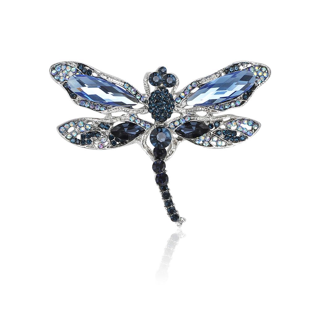 Креативная изысканная брошь в виде стрекозы из сплава со стразами, персонализированная женская брошь для пальто, корсаж, ювелирное украшение