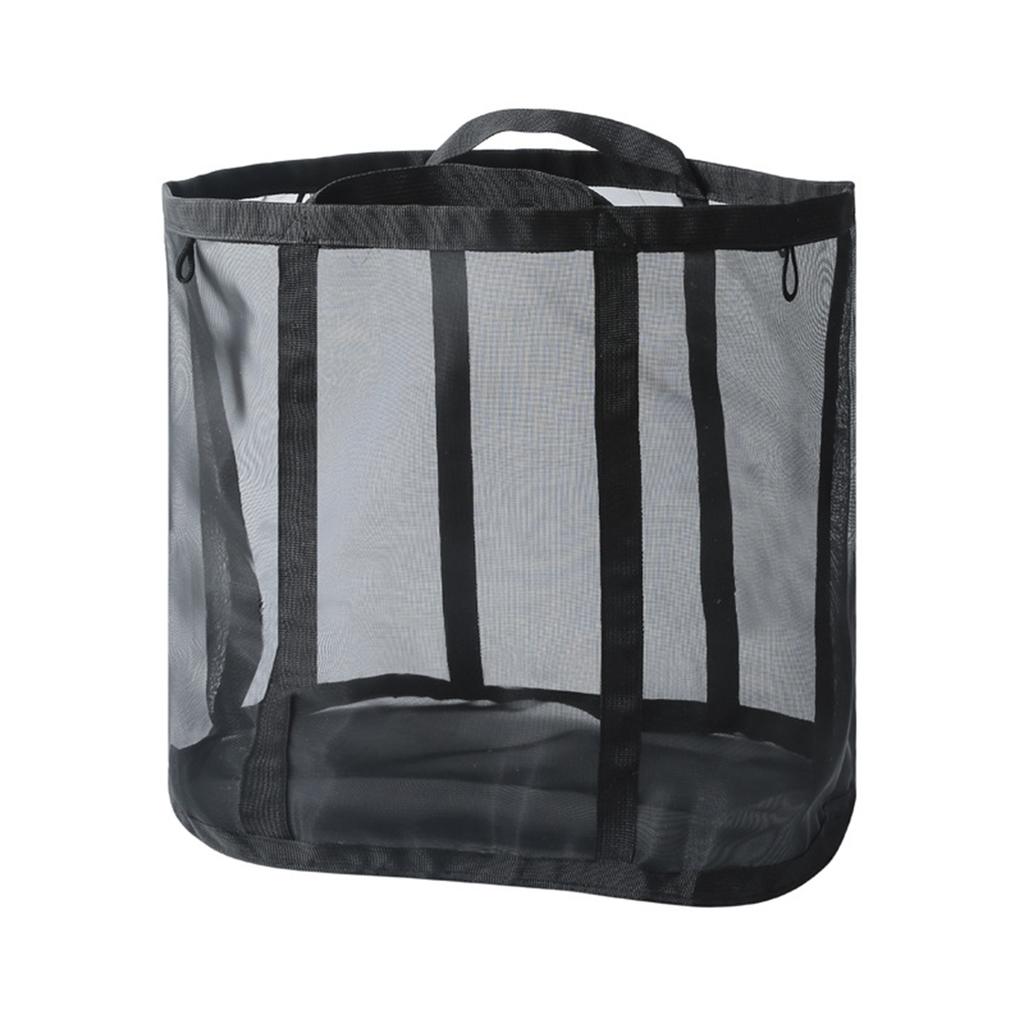Large Foldable Mesh Laundry Basket Pocket Dirty Clothes Hamper with Handles for Bathroom Bedroom Collapsible Washing Storage Bag