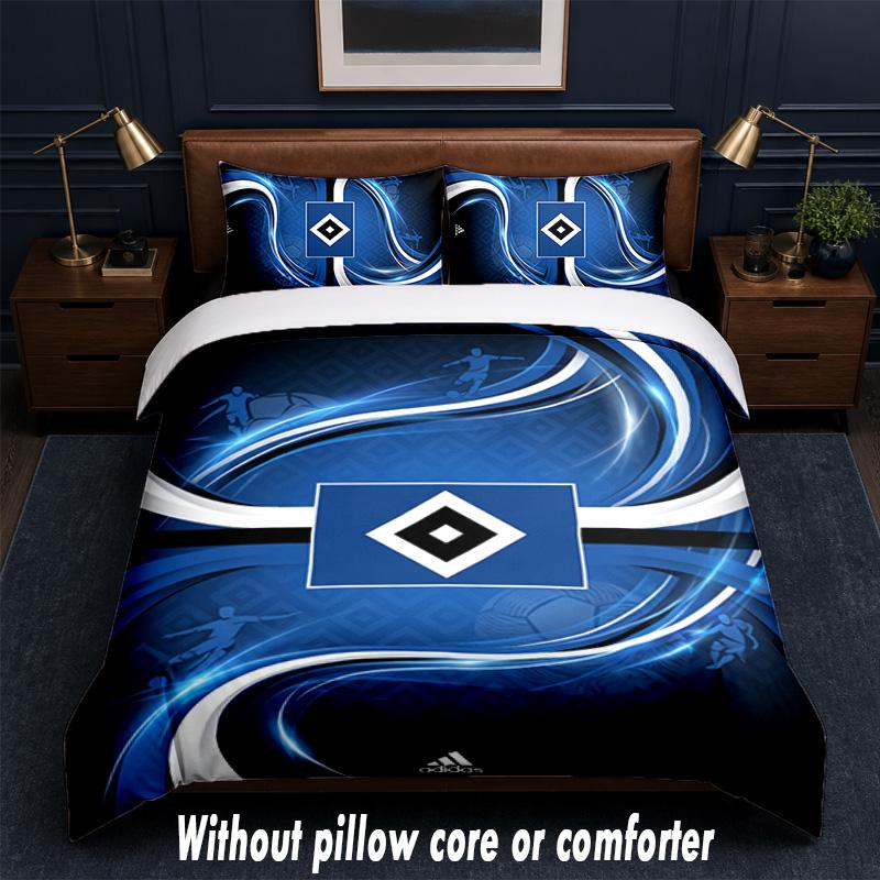 Hamburger SV Football Design Bed Bedding Set 1 Duvet Cover + 2 Pillowcases Soft Breathable Household Bed Linens