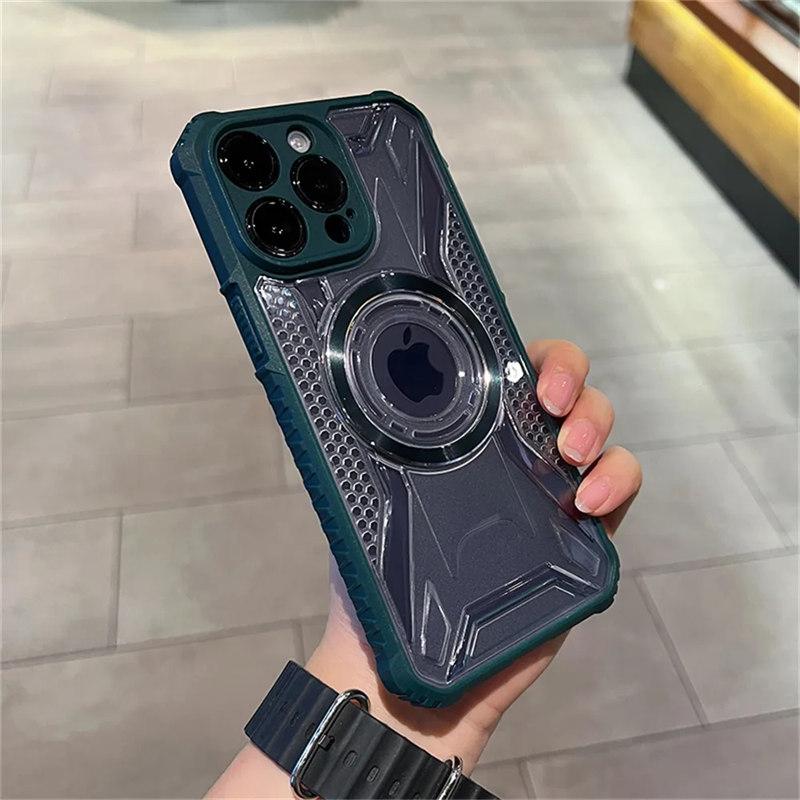 Противоударный гибридный бампер для Magsafe, магнитный чехол для беспроводной зарядки для iPhone 11, 12, 13, 14 Pro Max Plus, жесткий прозрачный чехол для телефона