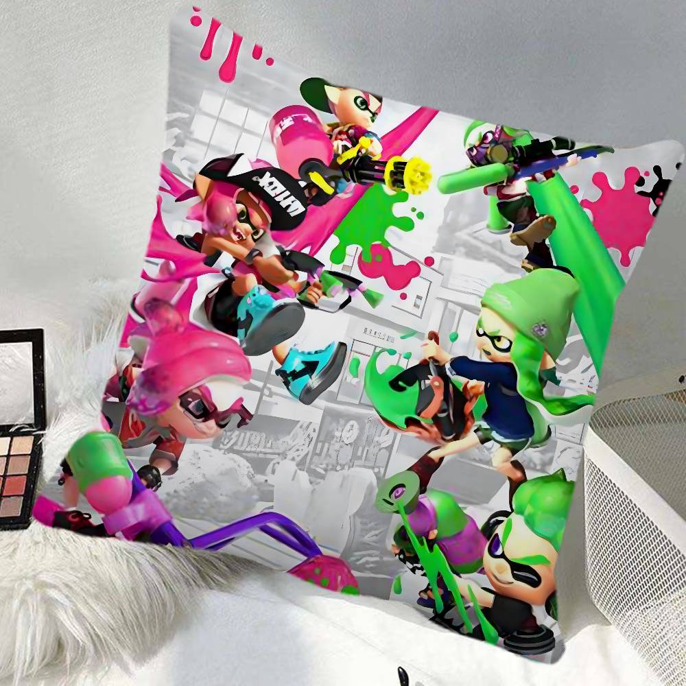 SSplatoon Video Game Splatoon Pillow Case Square Pillow Bedroom Sofa Leisure Comfort Cushion Car Home Decoration