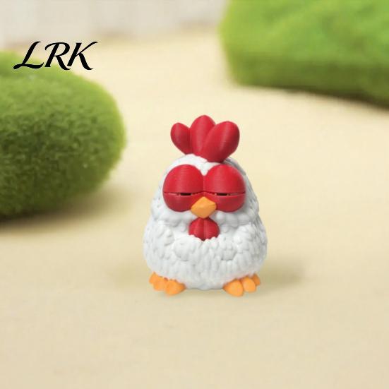 Красочная Мультяшная Фигурка Курицы, 3D-Печатная Милая Фигурка Цыпленка, Забавный Кавайный Декор, Коллекционная Статуэтка Животного Размером с Ладонь со Круглым Основанием