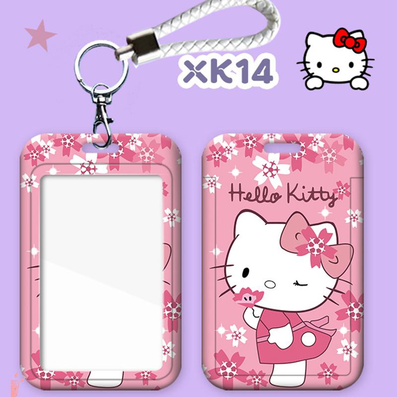 Милый Держатель Фотокарточек Hello Kitty Sanrio Кошка Kt Телескопическая Пряжка Легко Вытягиваемая Карманчики для Карт Подвеска Чехол для Карты Питания Карты на Автобус