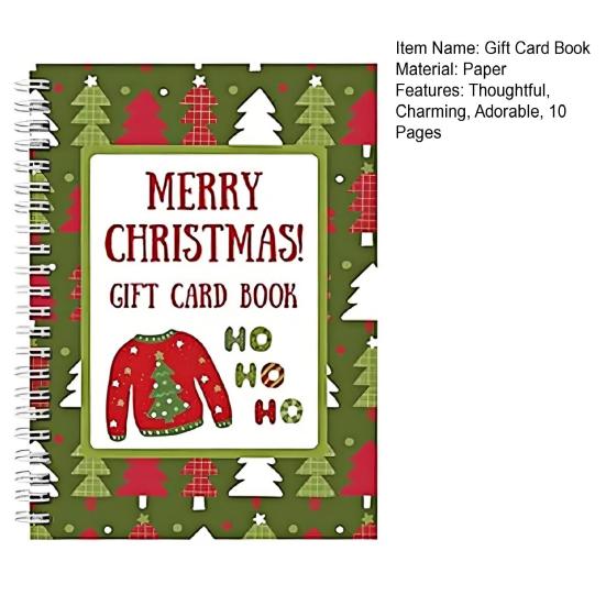 Merry Christmas Gift Card Book 10 Pages Greeting Card Album Keeper DIY Spiral Bound Christmas Gift Card Holder Xmas Gifts for Family Friends Students