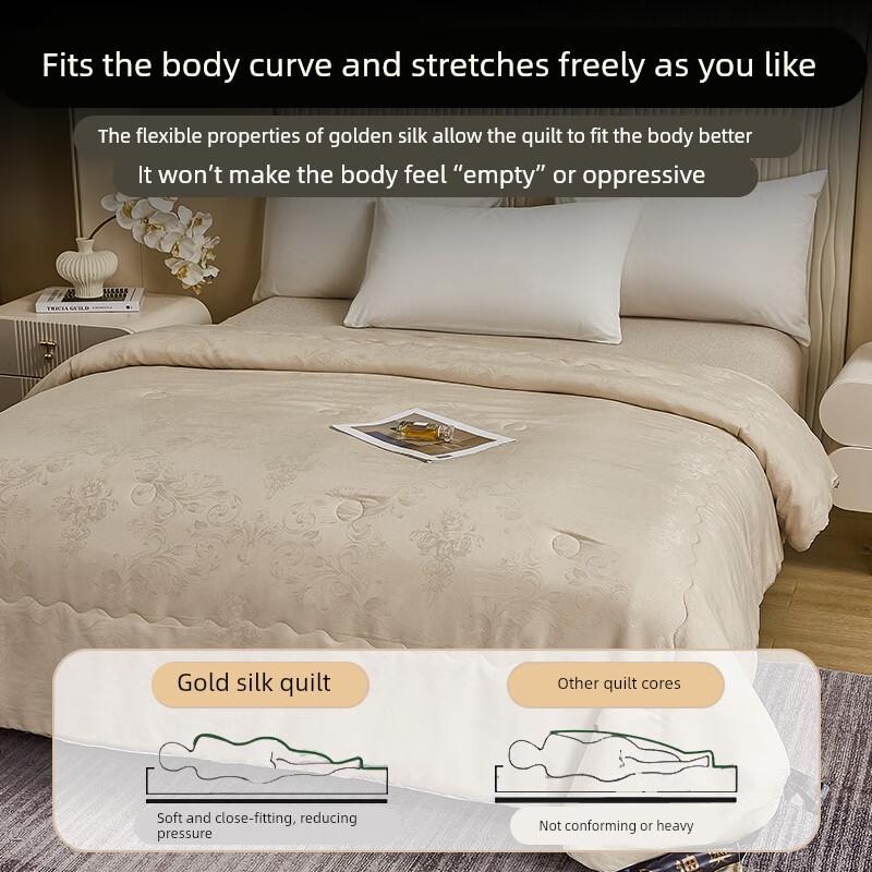 Mling Dior Chamomile Infused Satin Jacquard Mulberry Silk Summer Quilt