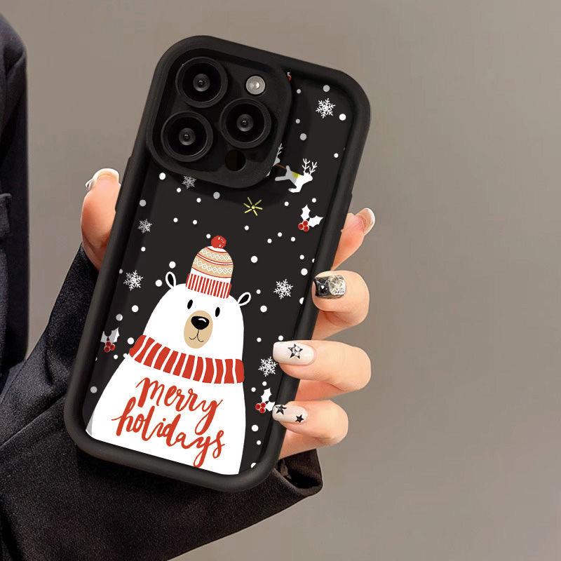 Рождественский милый медведь, противоударный чехол для телефона для iPhone 12/13/14 Pro, 15 Plus, 16 Pro Max