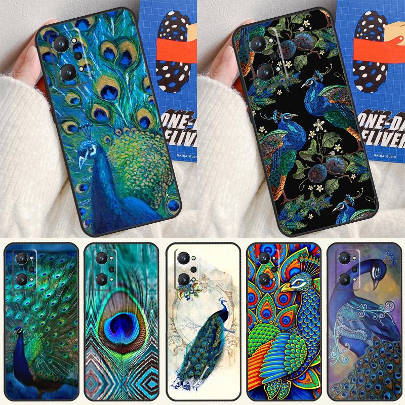 Bird Peacock Feather For Realme C55 C67 C61 C75 C53 C51 C21Y C25S GT 6 6T 5 GT7 Pro 10 11 12 13 14 Pro Plus Case