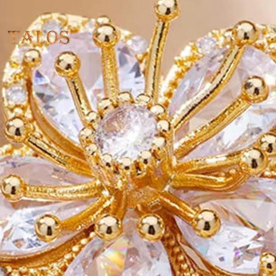 Женское кольцо с блестящим кубическим цирконием в форме цветка, кольцо на палец, регулируемый дизайн, изысканное ювелирное изделие