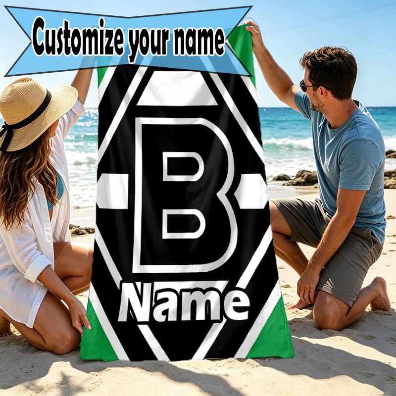 Custom Name Personalized Borussia Monchengladbach Print Beach Towel, for Trip Camping Beach Party Home Decor, Birthday Gift for Family & Friends