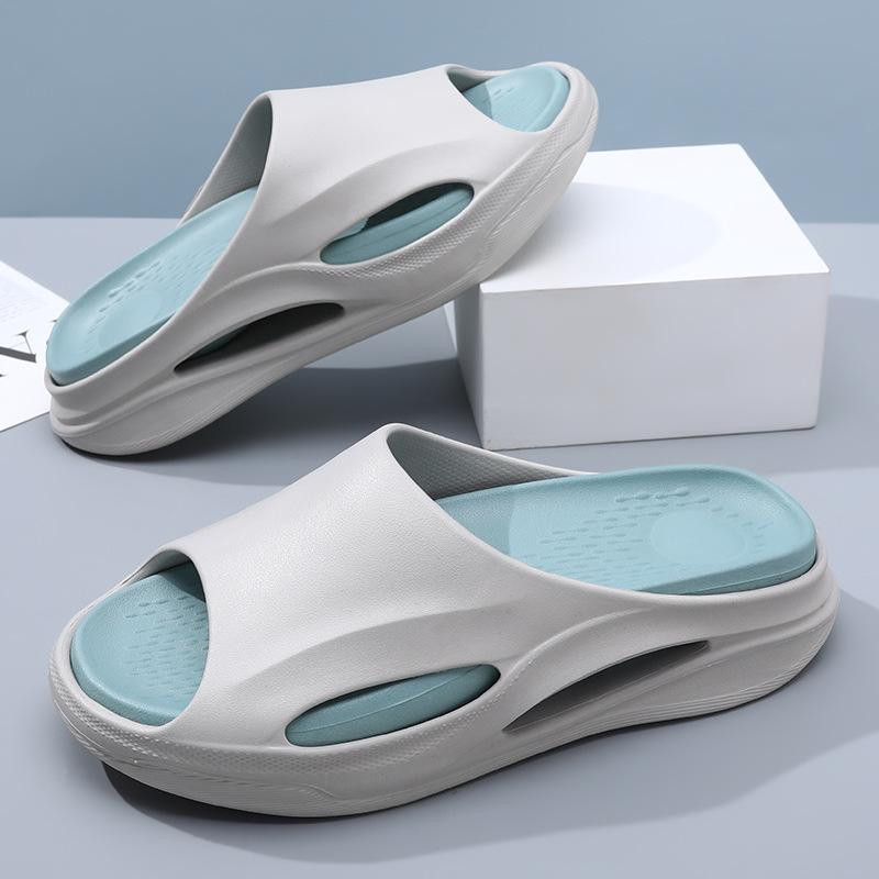 Summer One-word Drag Men's Thick-soled Soft Elastic Home Slippers Beach Outdoor Non-slip Fashion Simple Sandals