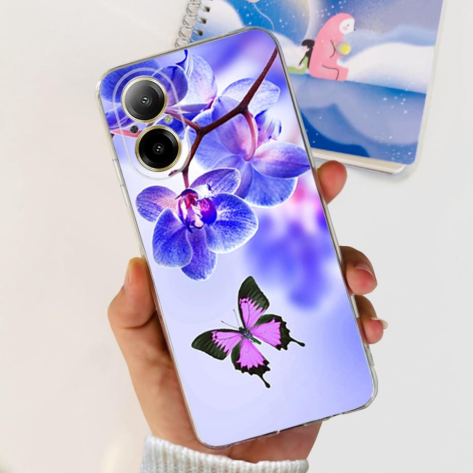 Мягкий ТПУ Бампер Чехлы Для Realme C67 4G RMX3890 Задняя Крышка Тонкий Прозрачный Силиконовый Чехол Для Телефона Женская Мода Рисунок Funda C 67 4G