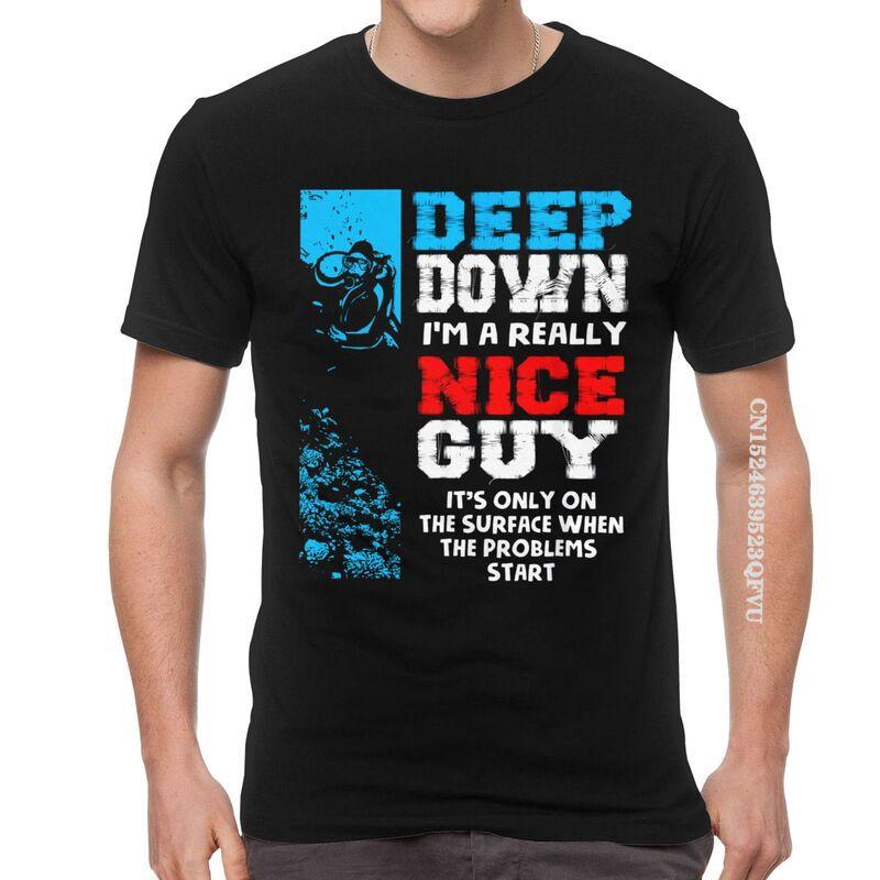 Funny Scuba Diving T Shirt Men Cotton Oversized T Shirts Deep Down Im A Really Nice Guy Tee Tops Novelty Tshirt EMO Men