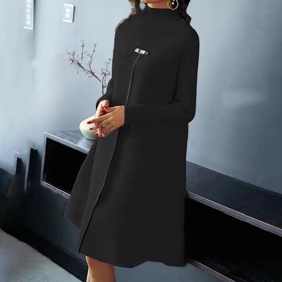 Autumn Winter Spring Fashion Casual Temperament Style Long Sleeved Round Neck Dress Dresses for Women Elegant