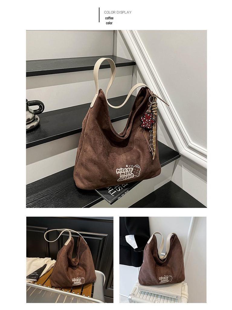 Замшевая женская ретро сумка через плечо - Универсальная осенне-зимняя модная сумка-тоут высокого класса