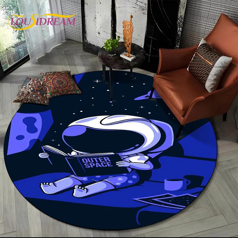 3D Космонавт Космический Мультяшный Круглый Ковер, Ковер для Гостиной Детской Спальни Дивана Игровой Комнаты, Нескользящий Коврик