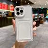 Luxury 3 IN 1 Card Slot Transparent Phone Case for iPhone 16 15 14 13 Pro Max Wallet Candy Frame Bumper Cover