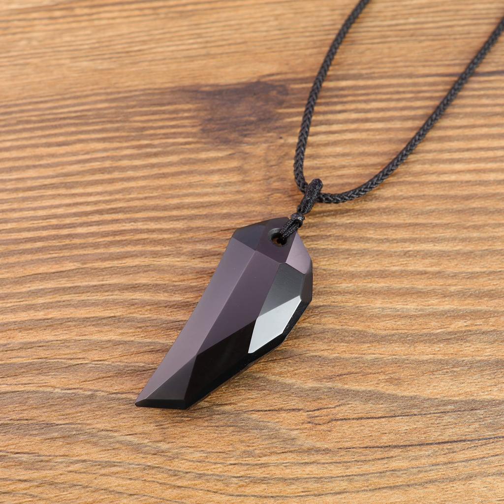 Koai Obsidian Wolf Fang Adjustable Good Luck Charm Necklace Necklace, Length, Men's, Amulet,