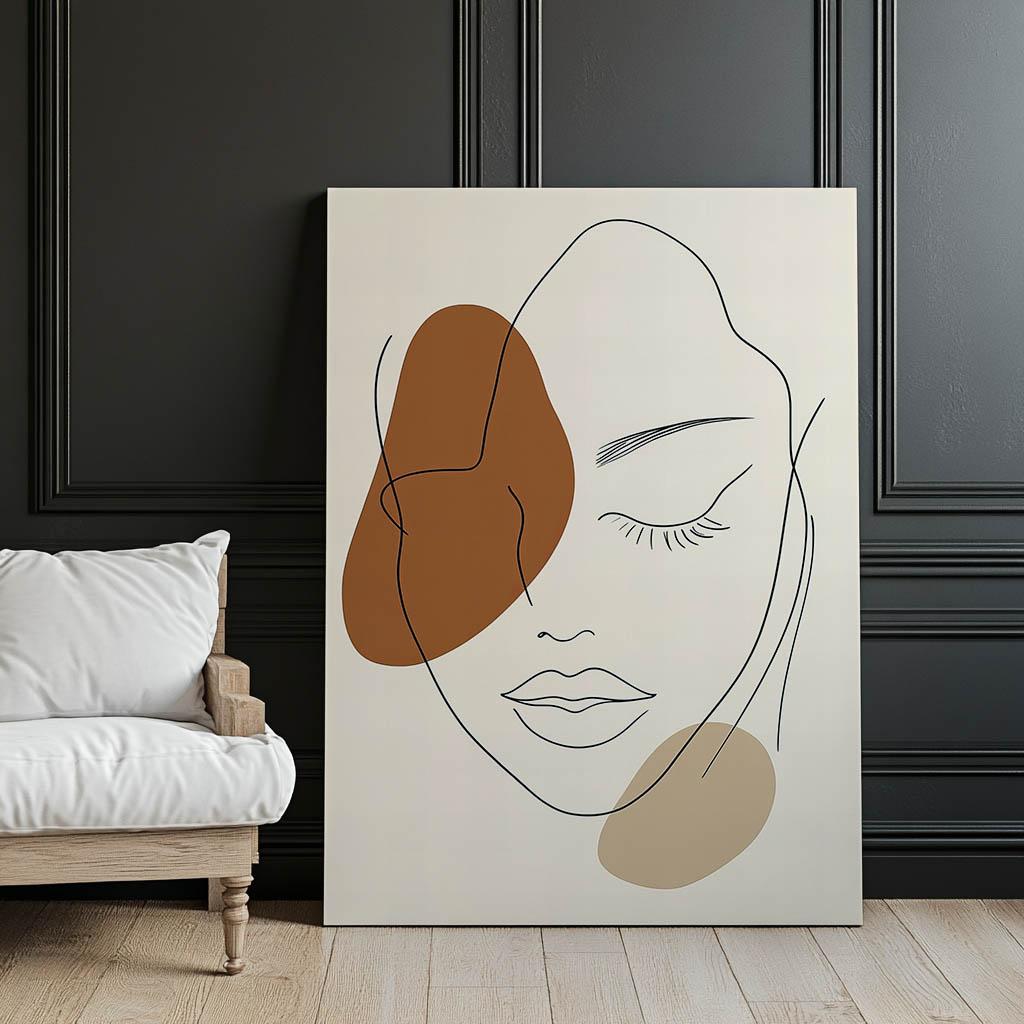 Calm Femininity In Line Calm Femininity In Line, 30X40 Cm, Dark Brown Wooden Frame, 230 Gsm Matte Paper